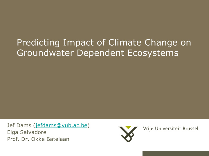 groundwater dependent ecosystems