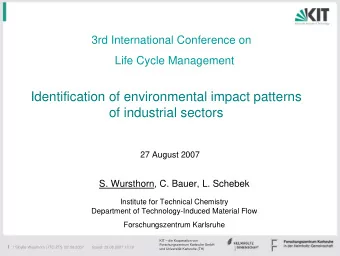 Identification of environmental impact patterns  of industrial sectors  27 August 2007  S.