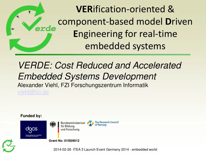 ver ification oriented component based model d riven e