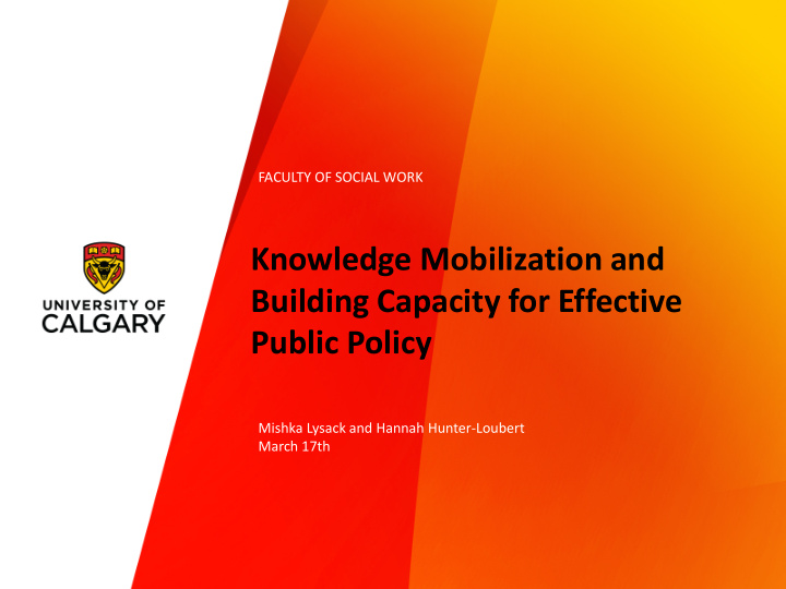 knowledge mobilization and building capacity for