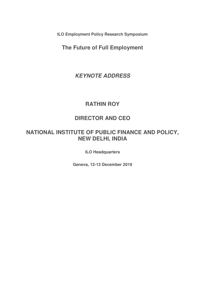 ilo employment policy research symposium the future of