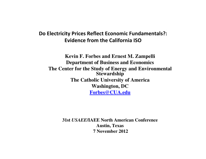 do electricity prices reflect economic fundamentals