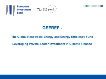 GEEREF -  The Global Renewable Energy and Energy Efficiency Fund  Leveraging Private Sector