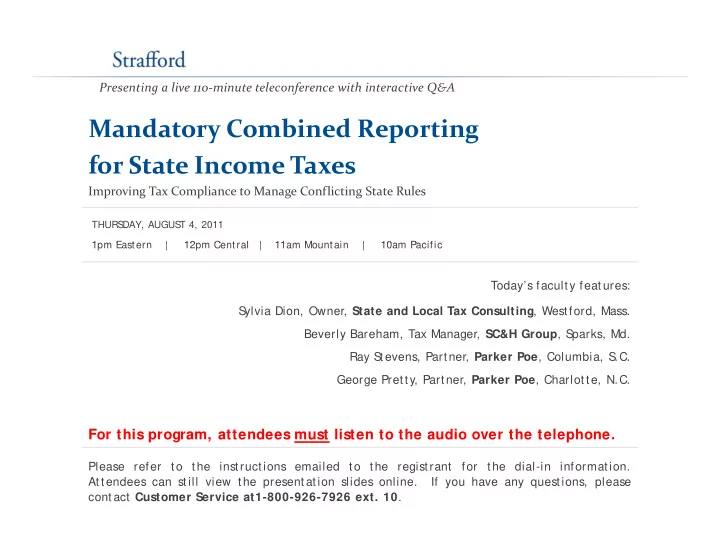 mandatory combined reporting for state income taxes for