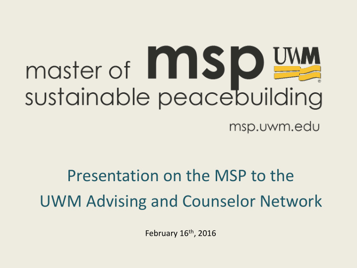 uwm advising and counselor network
