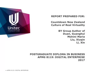 Duan, Guanghui  Mohini Maria  Liu, Xiuqin  Li, Xin  POSTGRADUATE DIPLOMA IN BUSINESS  APMG 8119: