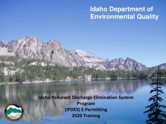 Idaho Department of Environmental Quality  Idaho Pollutant Discharge Elimination System  Program