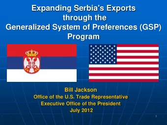 Program  Bill Jackson  Office of the U.S. Trade Representative  Executive Office of the President