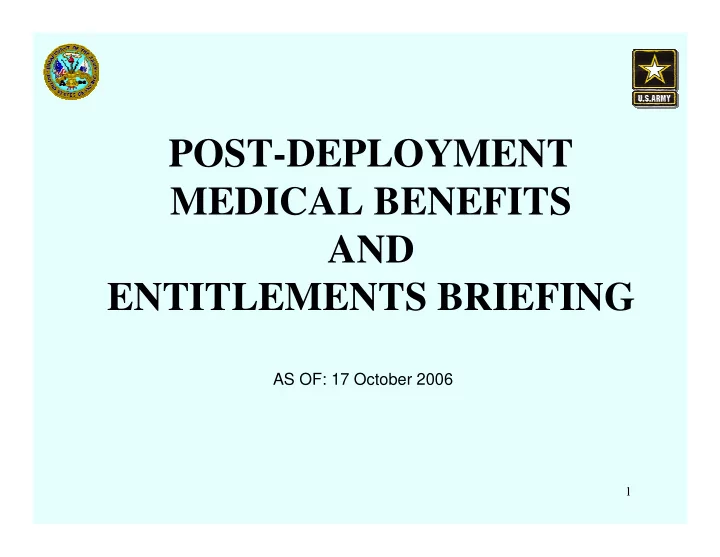 post deployment medical benefits and entitlements briefing