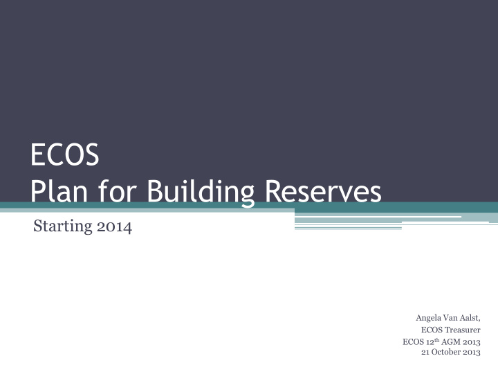 plan for building reserves