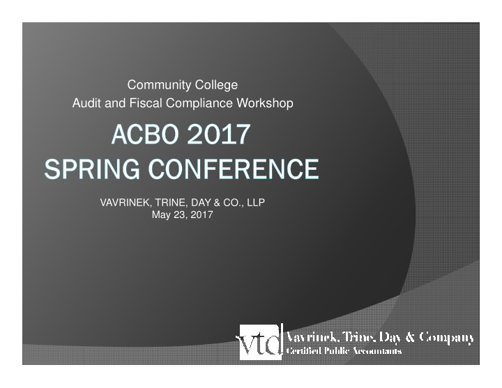 community college audit and fiscal compliance workshop