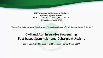 Civil and Administrative Proceedings  Fact-based Suspension and Debarment Actions  Lauren Lovett,