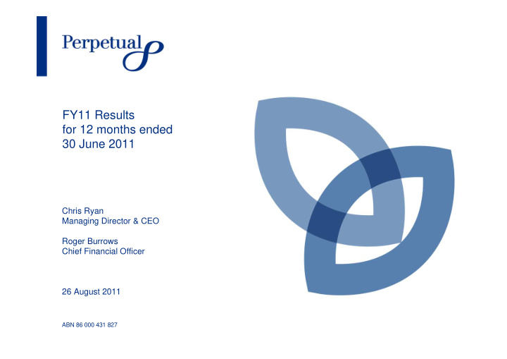 fy11 results for 12 months ended 30 june 2011