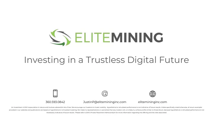 investing in a trustless digital future
