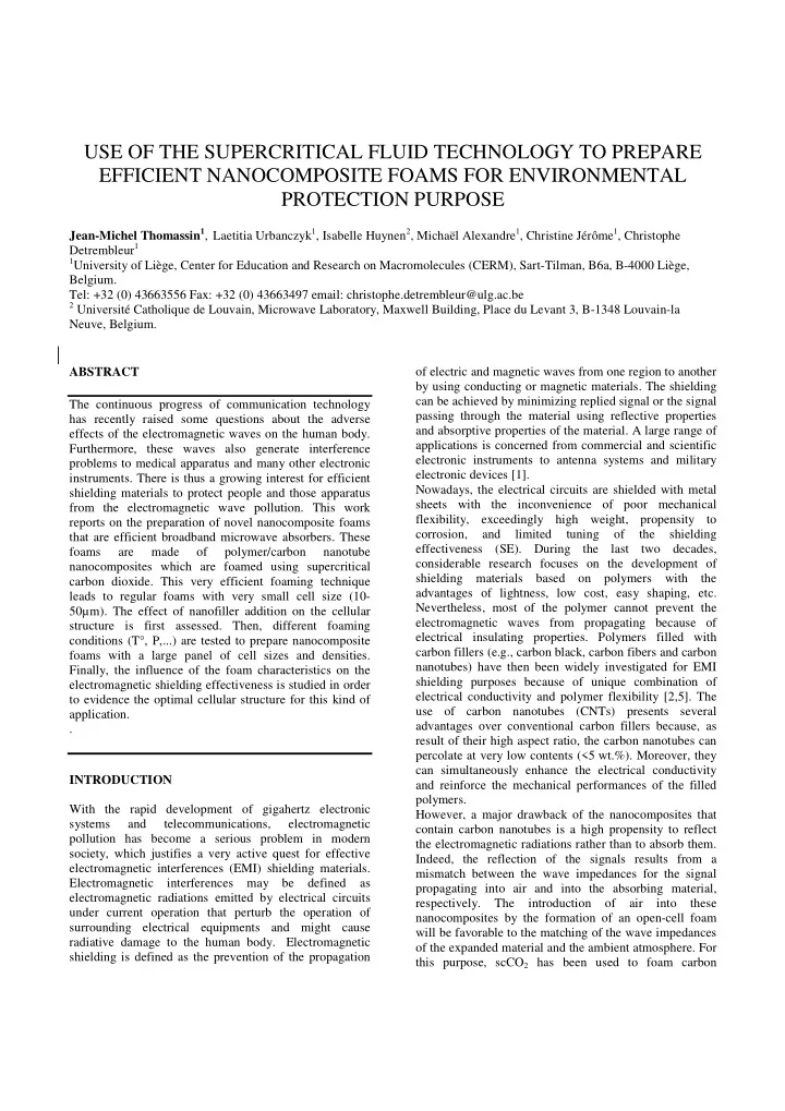 use of the supercritical fluid technology to prepare