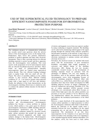 USE OF THE SUPERCRITICAL FLUID TECHNOLOGY TO PREPARE  EFFICIENT NANOCOMPOSITE FOAMS FOR