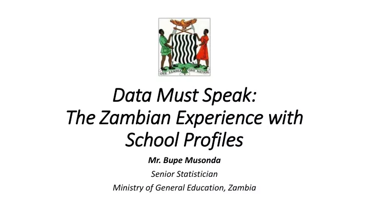 data must speak the zambian experience wit ith