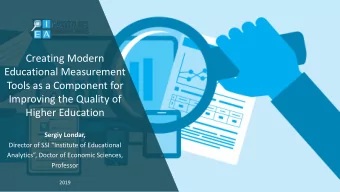 Tools as a Component for  Improving the Quality of  Higher Education  Sergiy Londar, Director of