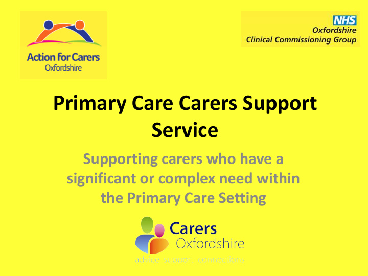 primary care carers support service