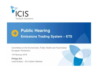 Public Hearing  Emissions Trading System  ETS  Committee on the Environment, Public Health and