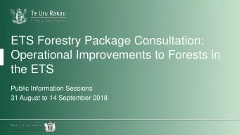 the ETS  Public Information Sessions  31 August to 14 September 2018  Approach to analysis