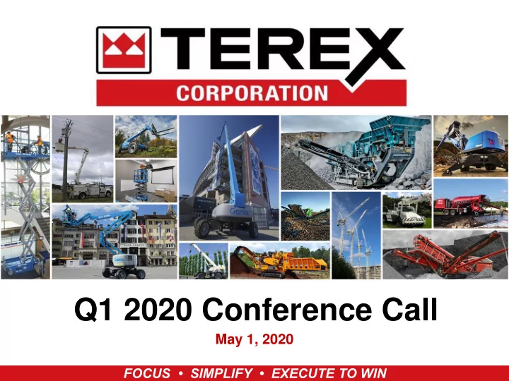 q1 2020 conference call