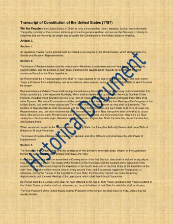 Transcript of Constitution of the United States (1787) We the People of the United States, in Order