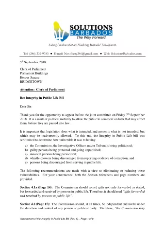 Solving Problems that are Hindering Barbados' Development. Tel: (246) 232- 9783    E -mail: N