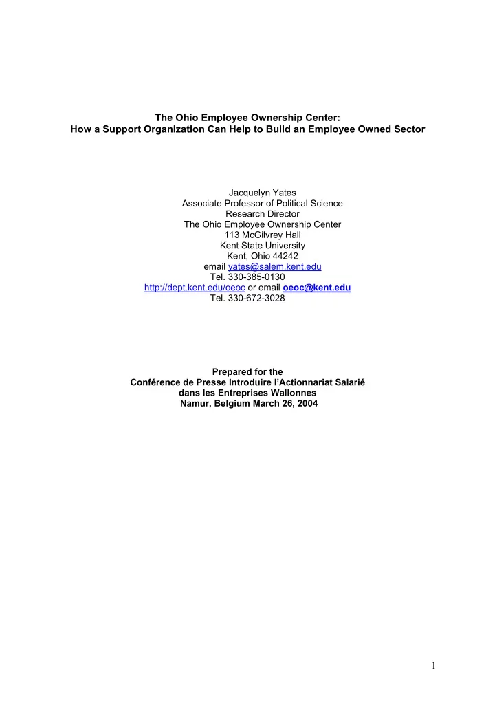 the ohio employee ownership center how a support