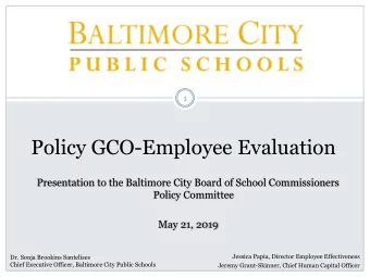 Policy GCO-Employee Evaluation  Presentation to the Baltimore City Board of School Commissioners
