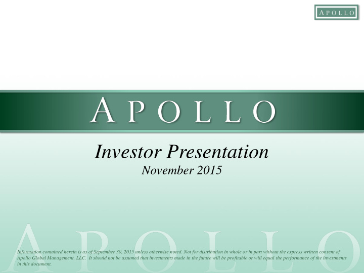 investor presentation