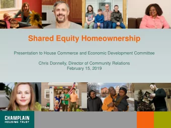 Shared Equity Homeownership  Presentation to House Commerce and Economic Development Committee