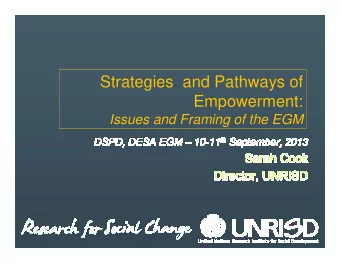 Strategies  and Pathways of  Empowerment:  Issues and Framing of the EGM  Background and context