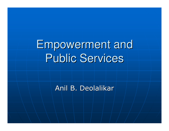 empowerment and empowerment and public services public