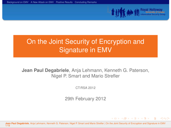 on the joint security of encryption and signature in emv