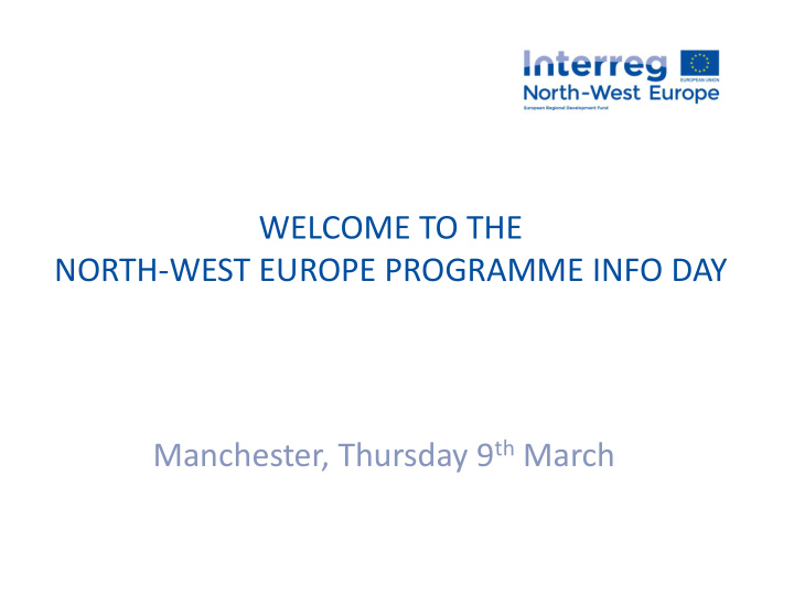 north west europe programme info day