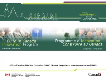 Build in Canada  Innovation Program  Const ruire au Canada  To Kickst art  Innovat ion  Encourager