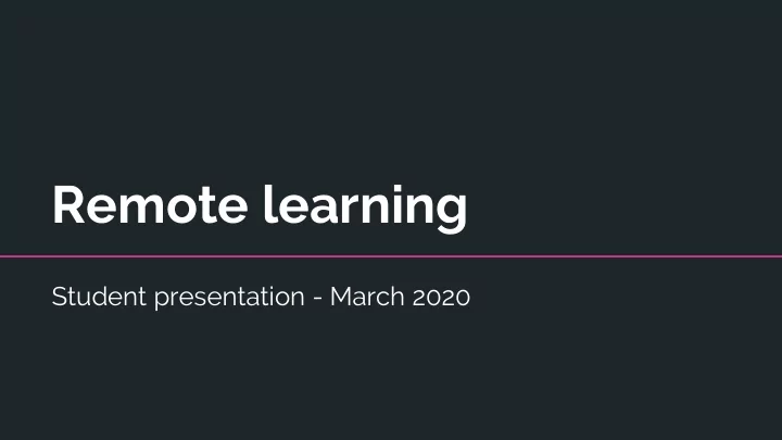 remote learning
