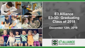 E3 Alliance  E3-3D: Graduating  Class of 2018  December 12th, 2019  1  First HB5 Cohort Graduated