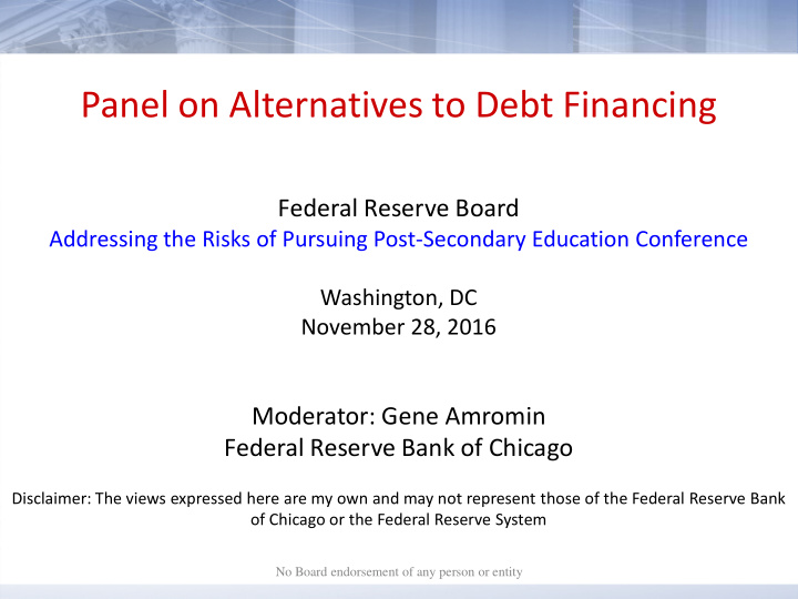 panel on alternatives to debt financing