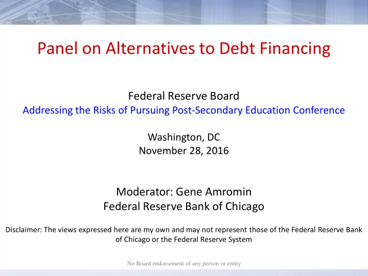 panel on alternatives to debt financing