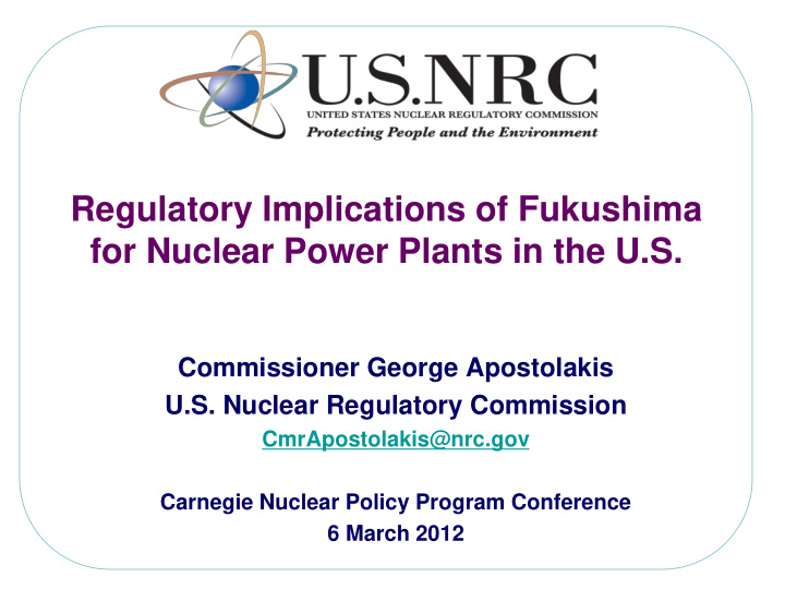 regulatory implications of fukushima for nuclear power