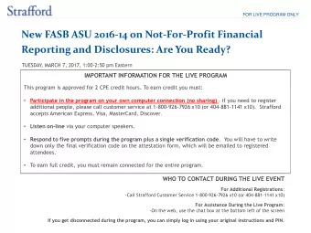 New FASB ASU 2016-14 on Not-For-Profit Financial  Reporting and Disclosures: Are You Ready?