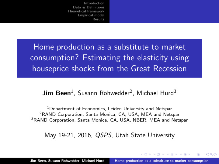 home production as a substitute to market consumption