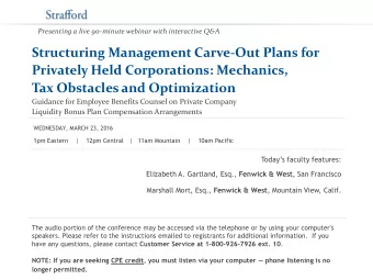 Tax Obstacles and Optimization  Guidance for Employee Benefits Counsel on Private Company