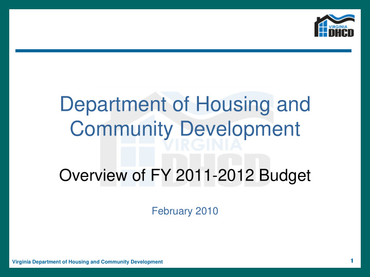 department of housing and community development