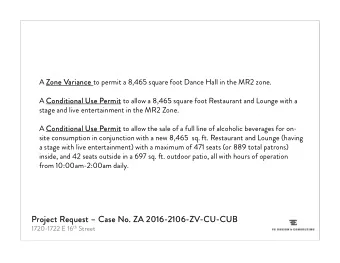 Project  oject Request   quest  Case N  se No. ZA 2016-  . ZA 2016-2106-  6-ZV  ZV-CU-CUB