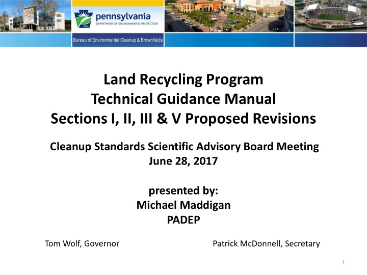 land recycling program technical guidance manual sections
