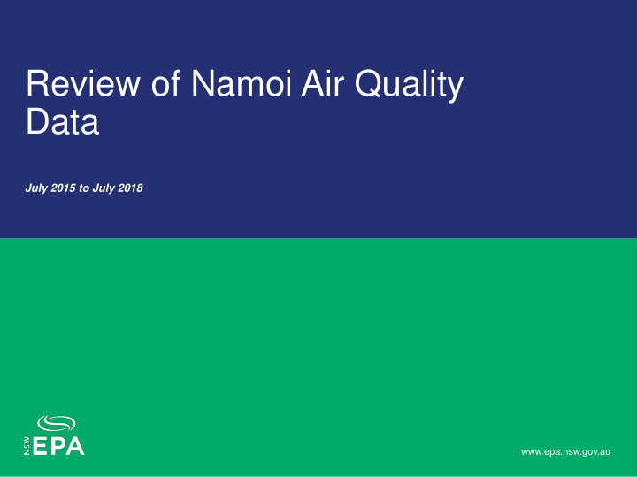 review of namoi air quality data