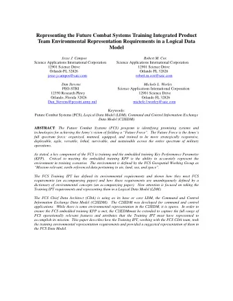 Representing the Future Combat Systems Training Integrated Product  Team Environmental